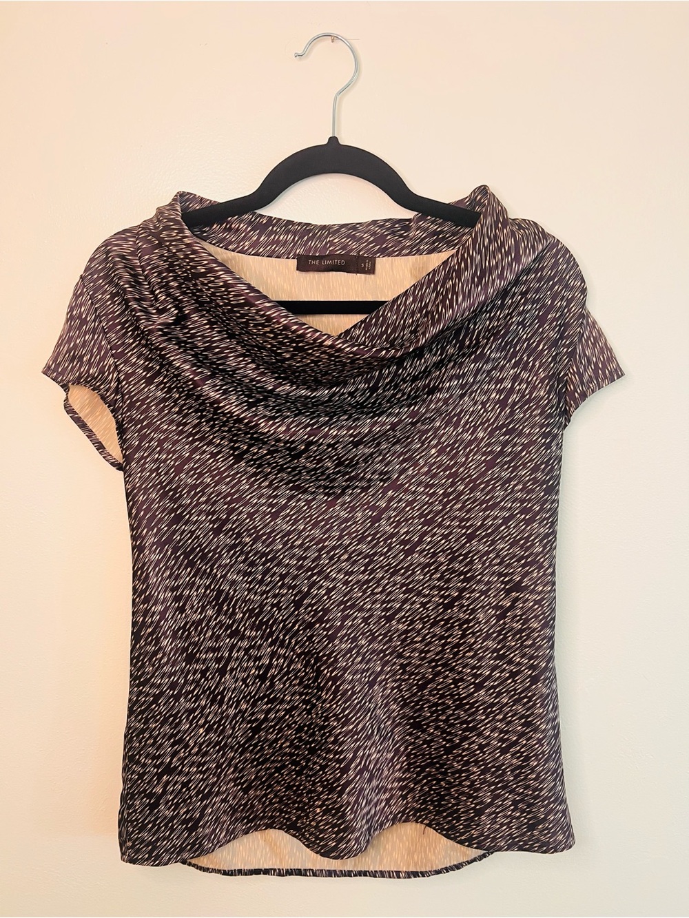 The Limited Brown & Gold Cowl Neck Short Sleeve